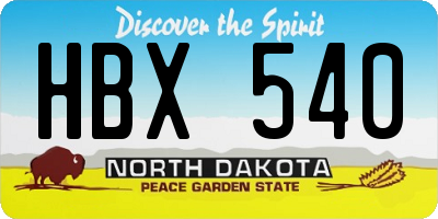 ND license plate HBX540