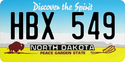 ND license plate HBX549
