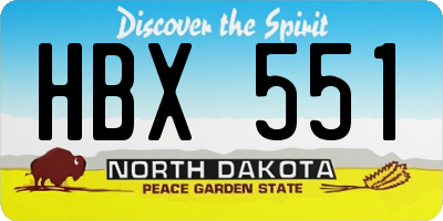 ND license plate HBX551