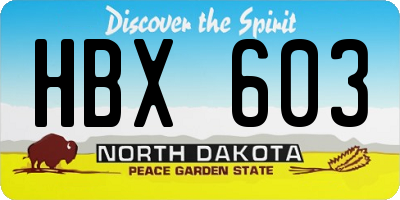 ND license plate HBX603