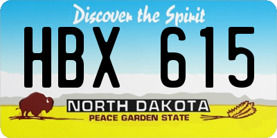 ND license plate HBX615