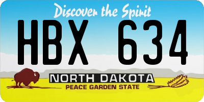 ND license plate HBX634