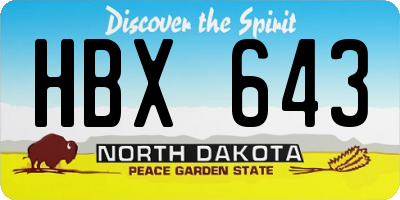 ND license plate HBX643