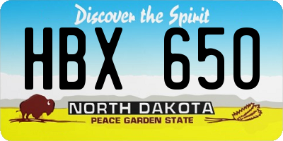 ND license plate HBX650