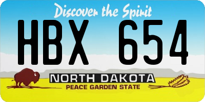 ND license plate HBX654
