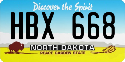 ND license plate HBX668