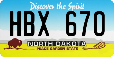 ND license plate HBX670