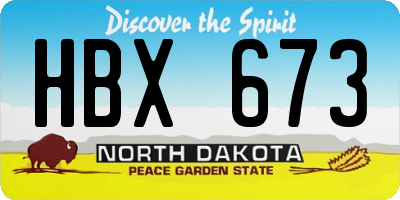 ND license plate HBX673