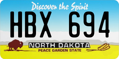 ND license plate HBX694