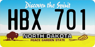 ND license plate HBX701