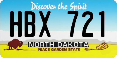 ND license plate HBX721