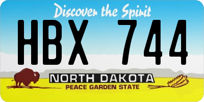 ND license plate HBX744