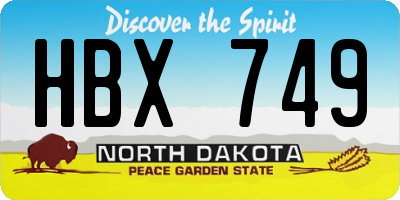 ND license plate HBX749