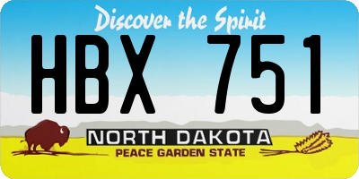 ND license plate HBX751