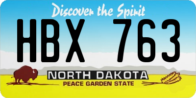ND license plate HBX763