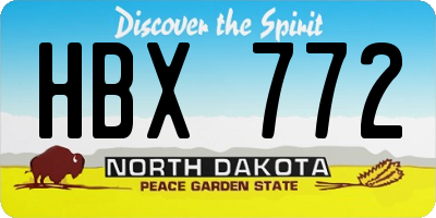 ND license plate HBX772