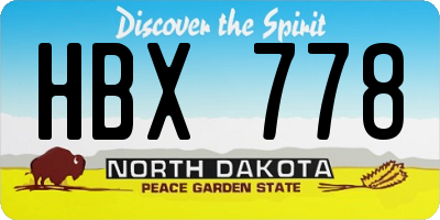 ND license plate HBX778