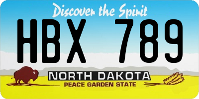 ND license plate HBX789