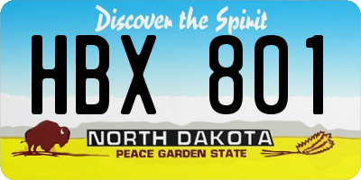 ND license plate HBX801