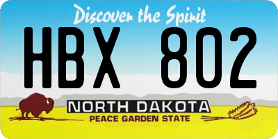 ND license plate HBX802