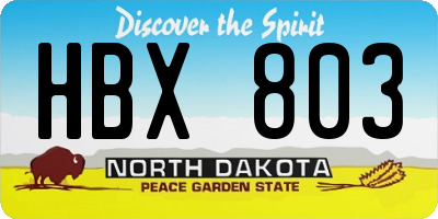 ND license plate HBX803