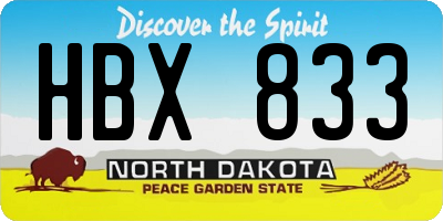 ND license plate HBX833