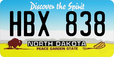 ND license plate HBX838