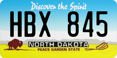 ND license plate HBX845