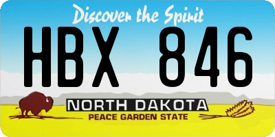 ND license plate HBX846