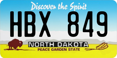 ND license plate HBX849