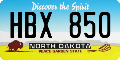 ND license plate HBX850