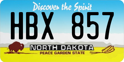 ND license plate HBX857