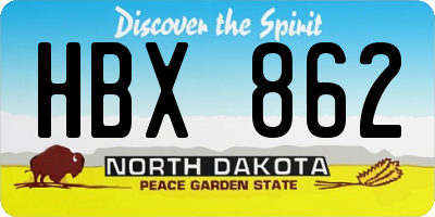 ND license plate HBX862