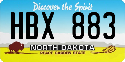 ND license plate HBX883