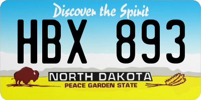 ND license plate HBX893