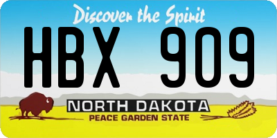 ND license plate HBX909