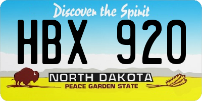 ND license plate HBX920