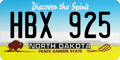 ND license plate HBX925