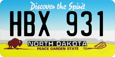 ND license plate HBX931