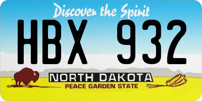 ND license plate HBX932