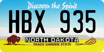 ND license plate HBX935