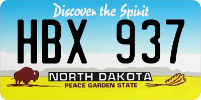 ND license plate HBX937