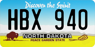 ND license plate HBX940