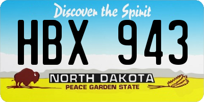 ND license plate HBX943