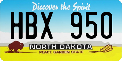 ND license plate HBX950