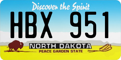 ND license plate HBX951