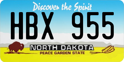 ND license plate HBX955