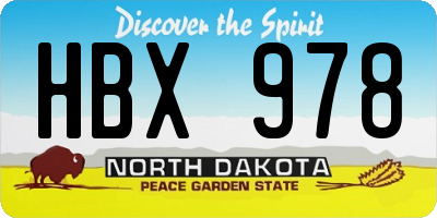 ND license plate HBX978