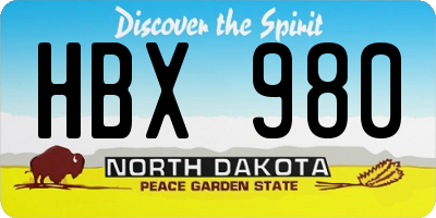 ND license plate HBX980