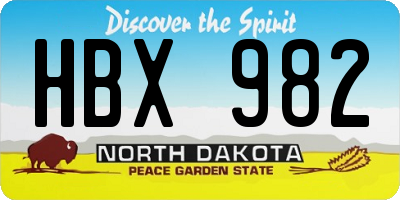 ND license plate HBX982